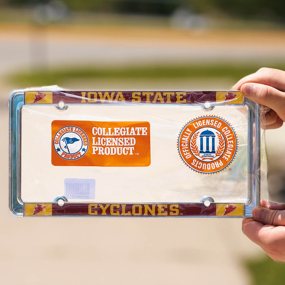 Iowa State Punching Cy Thin Rim Metal License Plate Frame